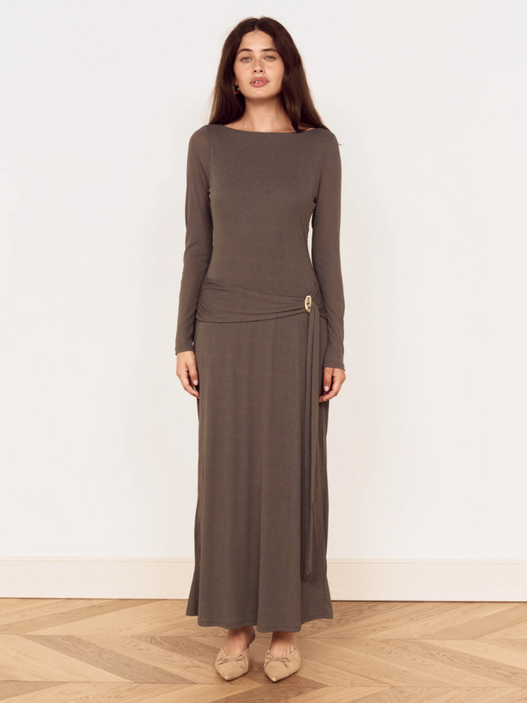 Mink Pink Fitted Charcoal Dress