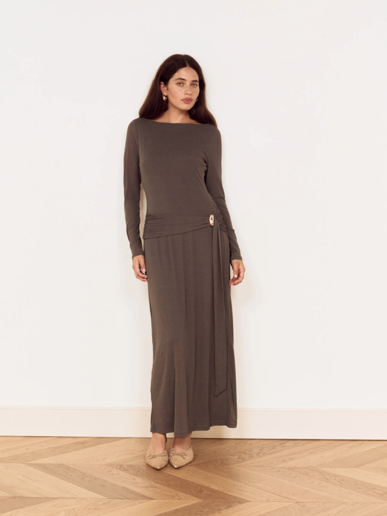 Mink Pink Fitted Charcoal Dress
