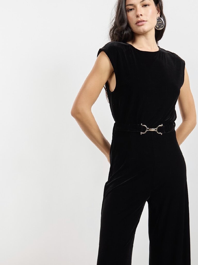 Sage The Label Velvet Belted Jumpsuit