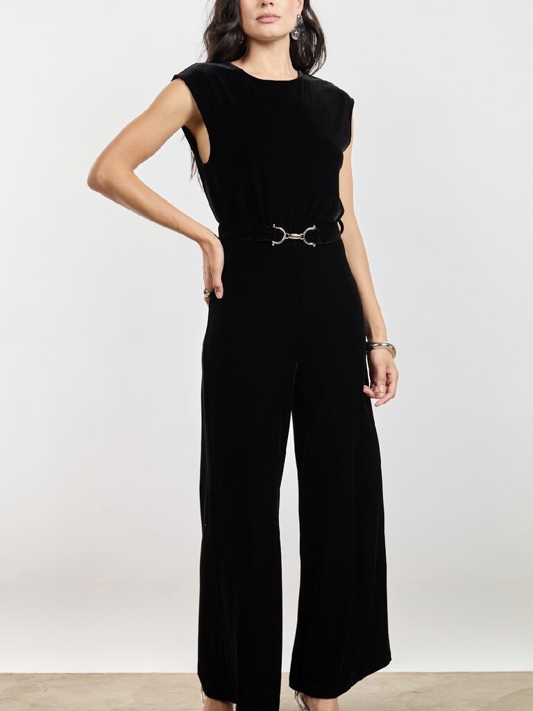 Sage The Label Velvet Belted Jumpsuit