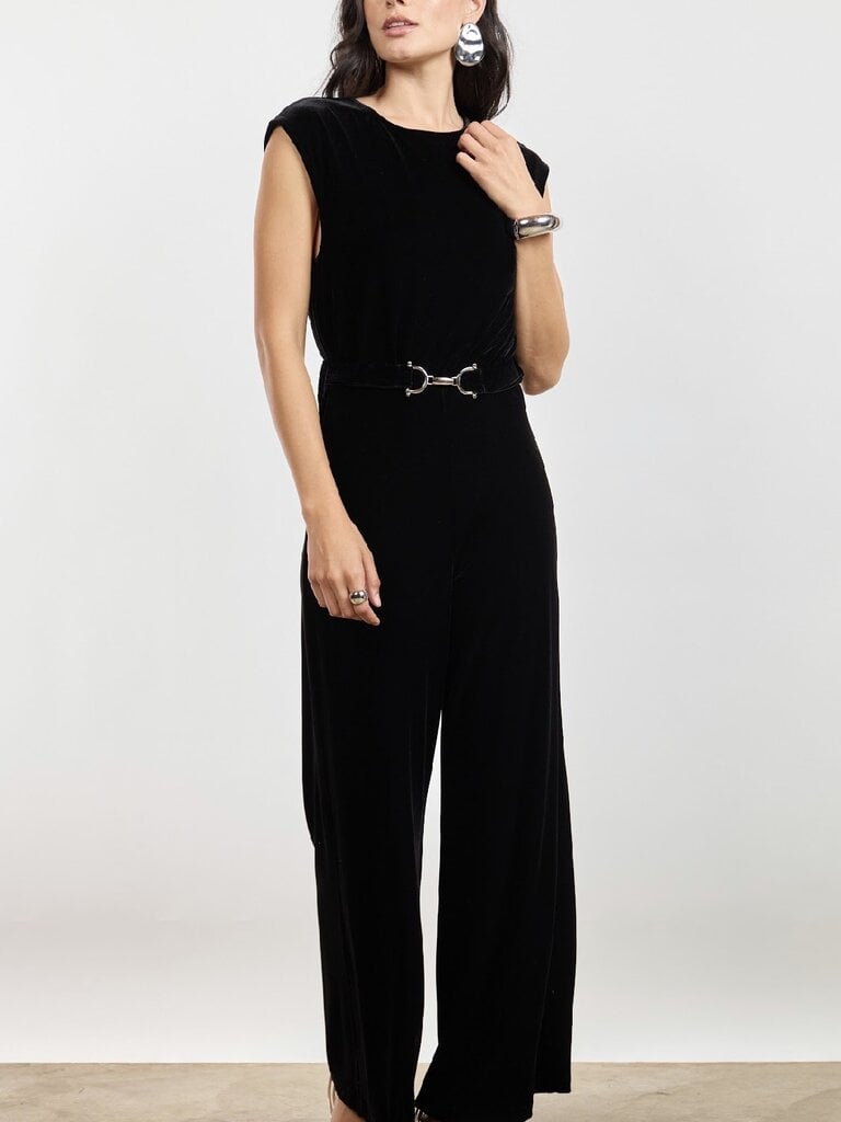 Sage The Label Velvet Belted Jumpsuit