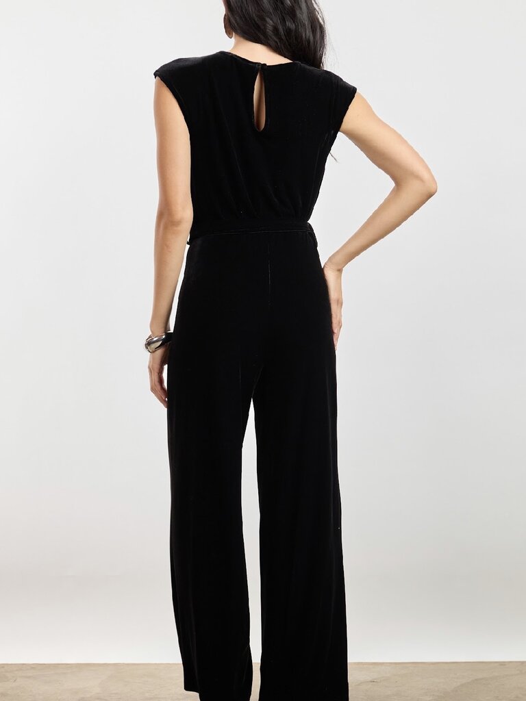 Sage The Label Velvet Belted Jumpsuit