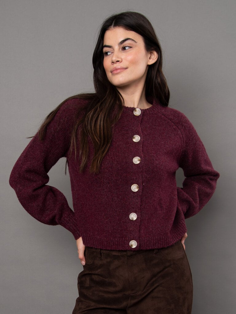 Burgundy Button Cardi
