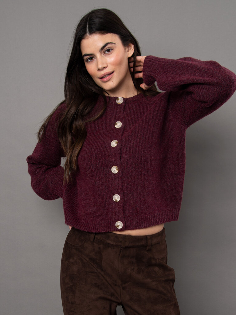 Burgundy Button Cardi
