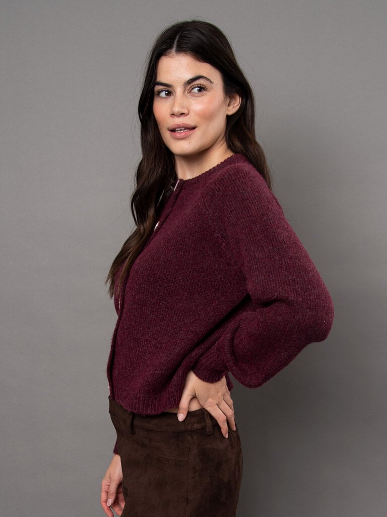 Burgundy Button Cardi