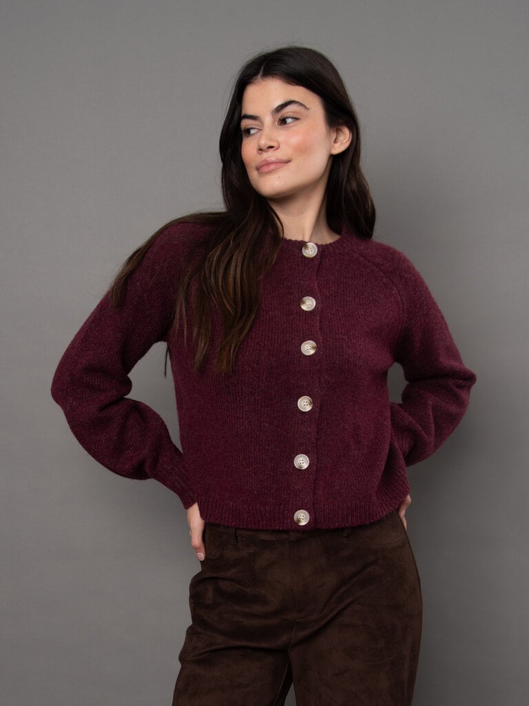 Burgundy Button Cardi