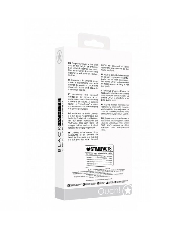 Shots America Ouch! Black & White Bonded Leather Eye-Mask "Ouch"