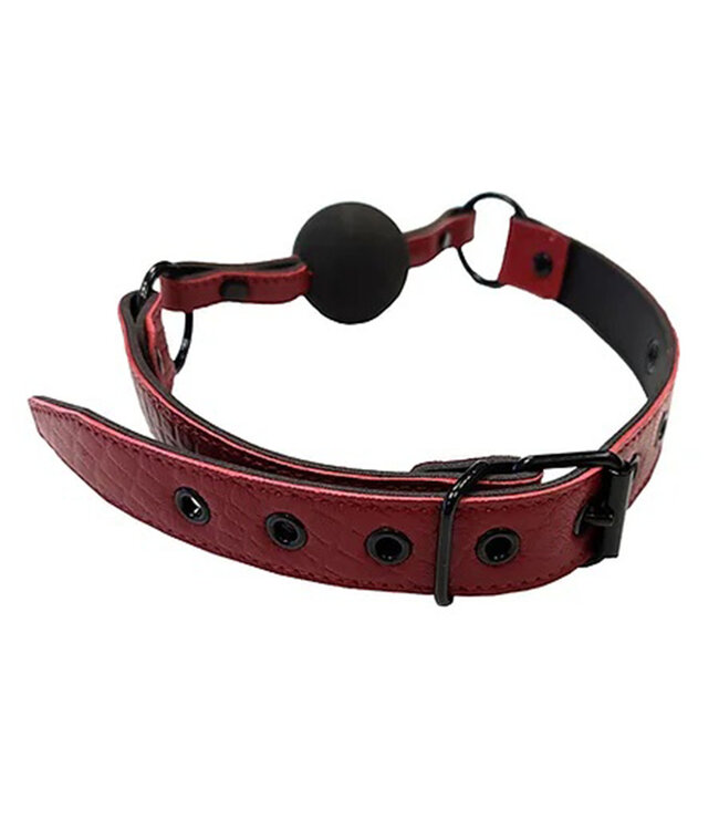 Rouge Rouge Leather Ball Gag with Black Ball