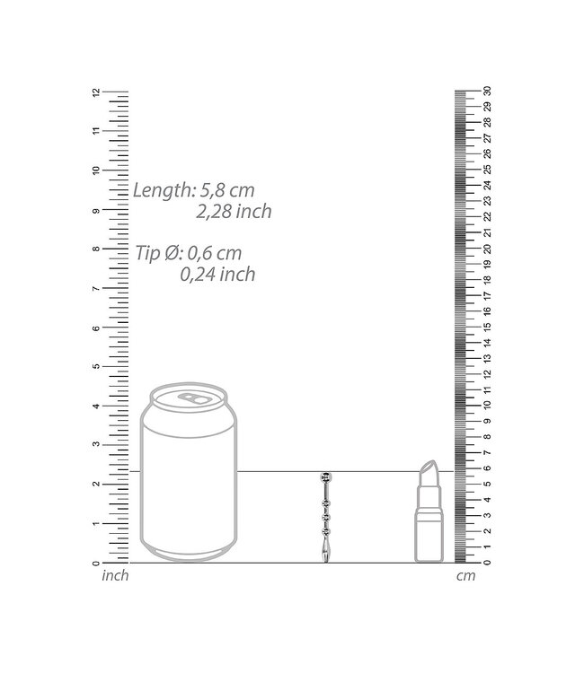 Shots America Ouch! Urethral Sounding Stainless Steel Beaded Plug 6mm