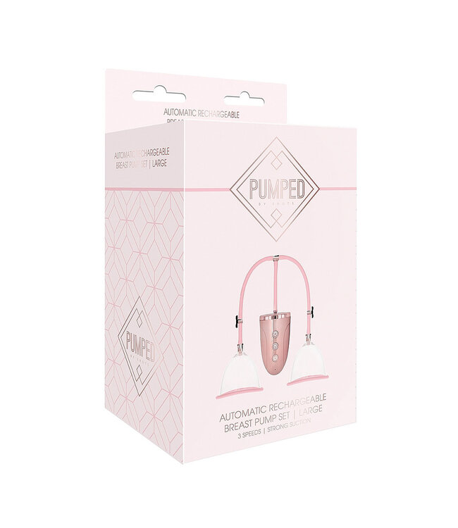 Shots America Pumped Rose Gold Automatic Rechargeable Breast Pump Set - Large