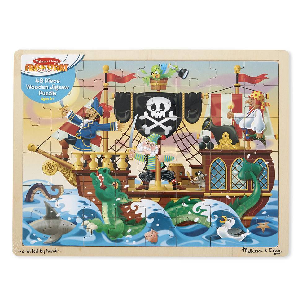 Melissa Doug Wooden Jigsaw Puzzle Pirate Adventure 48 Pieces