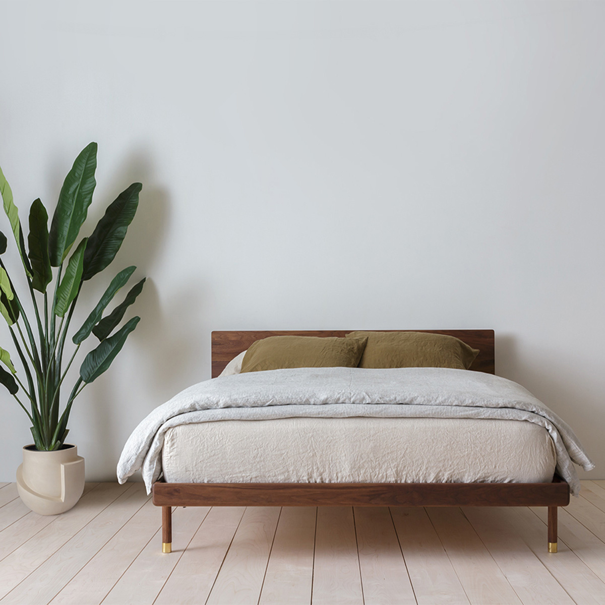 Kalon Studios Simple Bed Walnut Wood, Simple Bed Frame