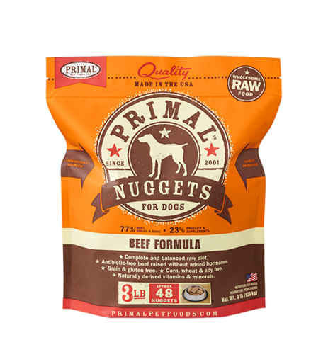 Primal Frozen Raw Dog 3lb Nuggets - Pawtopia: Your Pet's Nutritionist