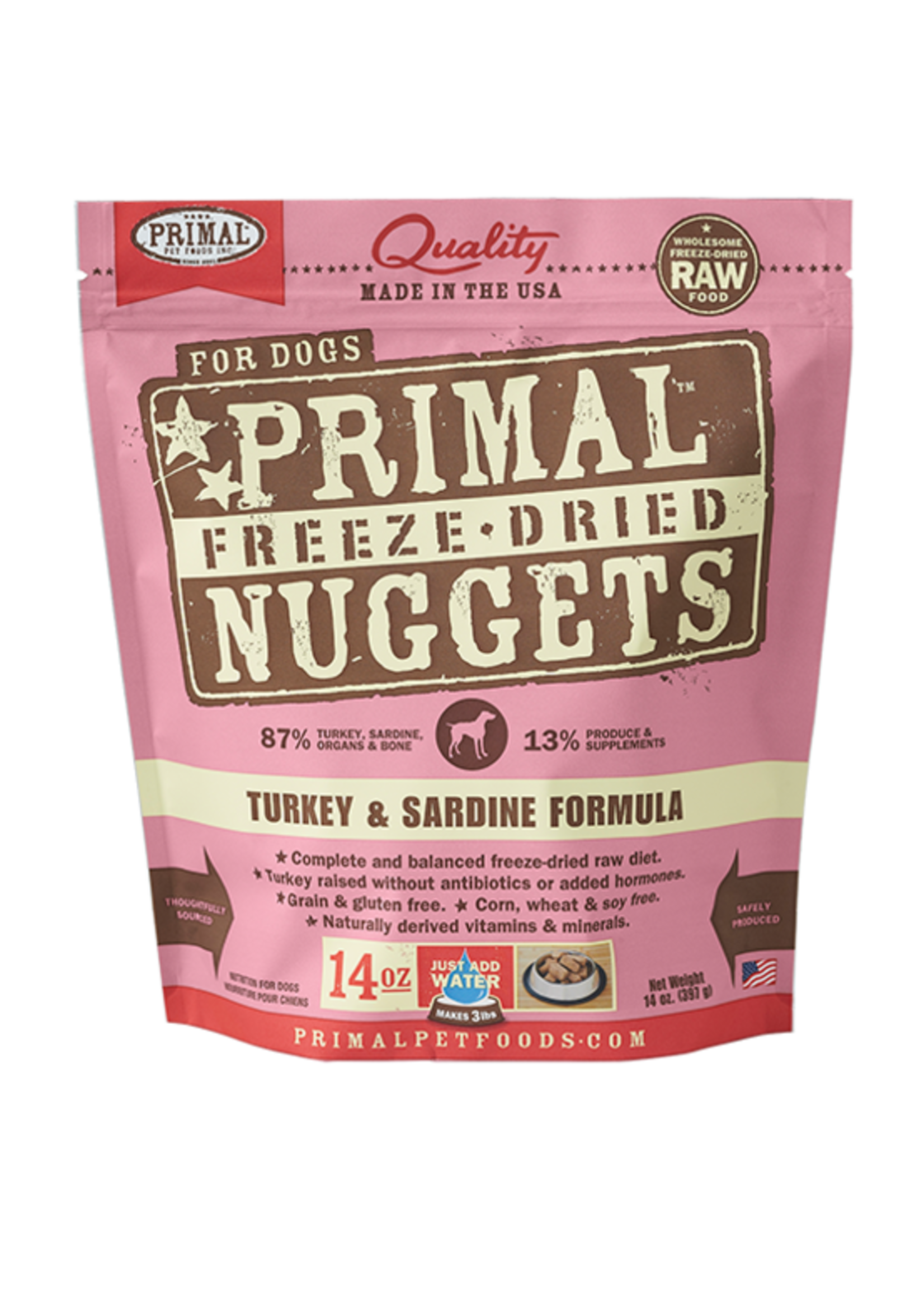 Primal Freeze Dried Raw Dog Food Turkey & Sardine Formula