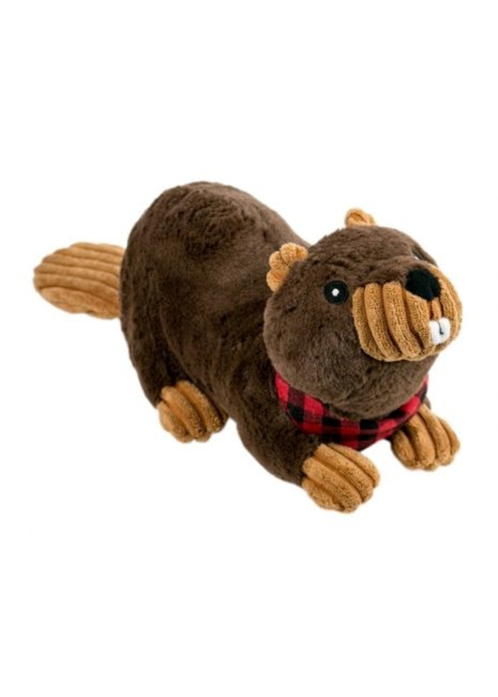 Tall Tails Plush Flannel Beaver w/ Crunch Toy 15”