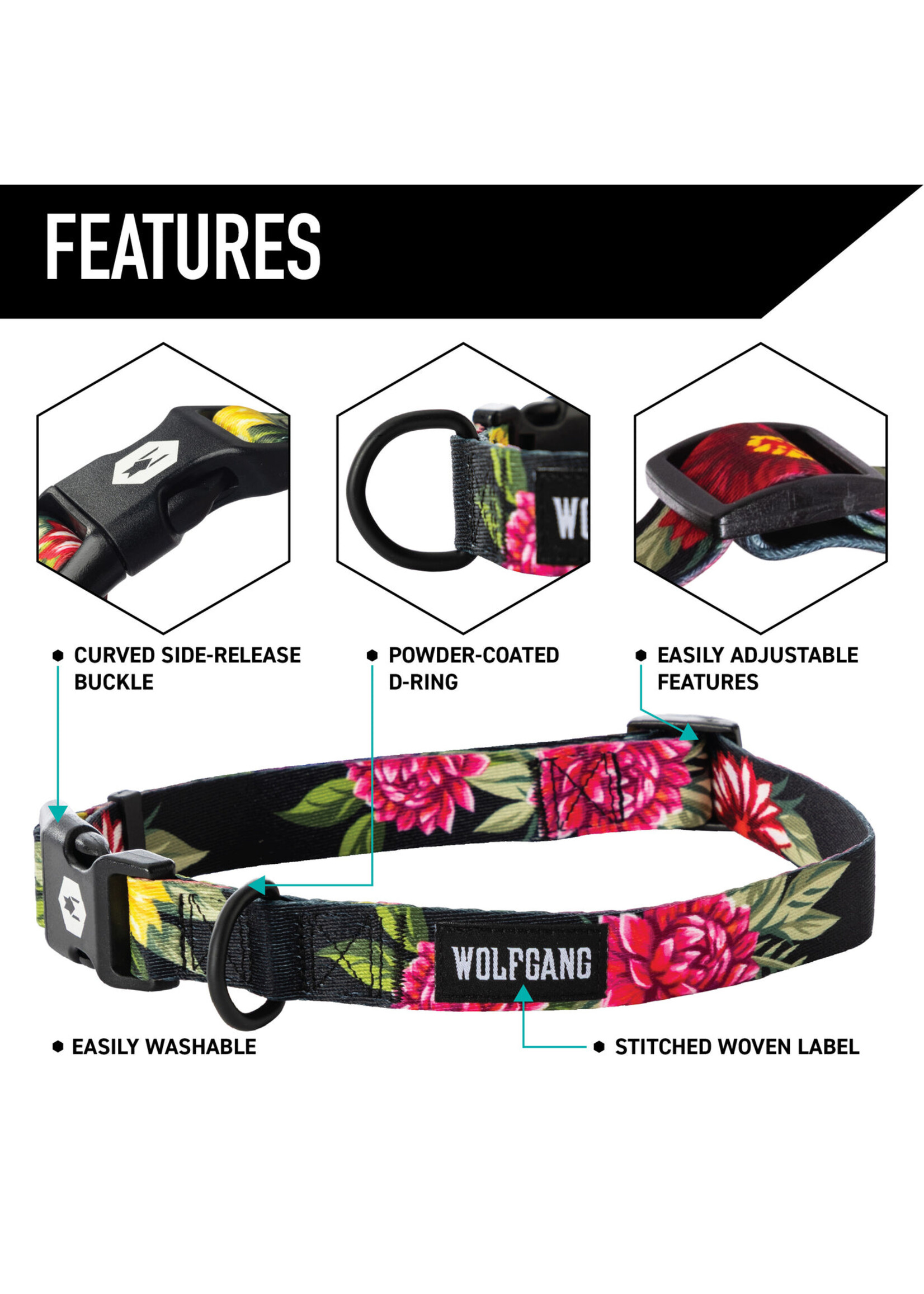 Wolfgang Dark Floral Collar Lg 18-26”