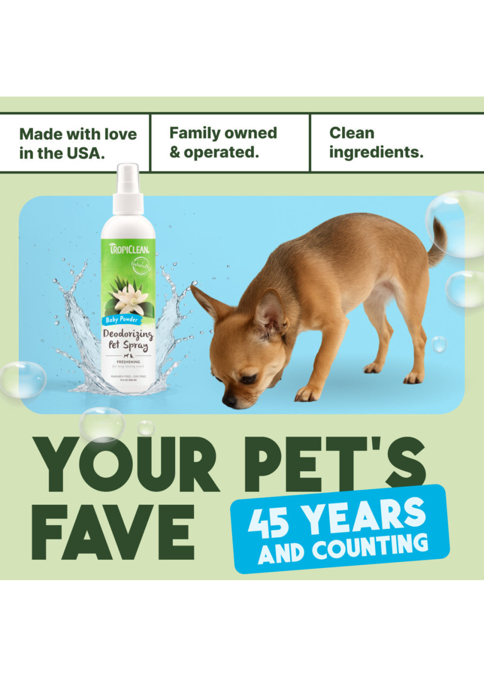 Tropiclean Deodorizing Spray Baby Powder 8oz