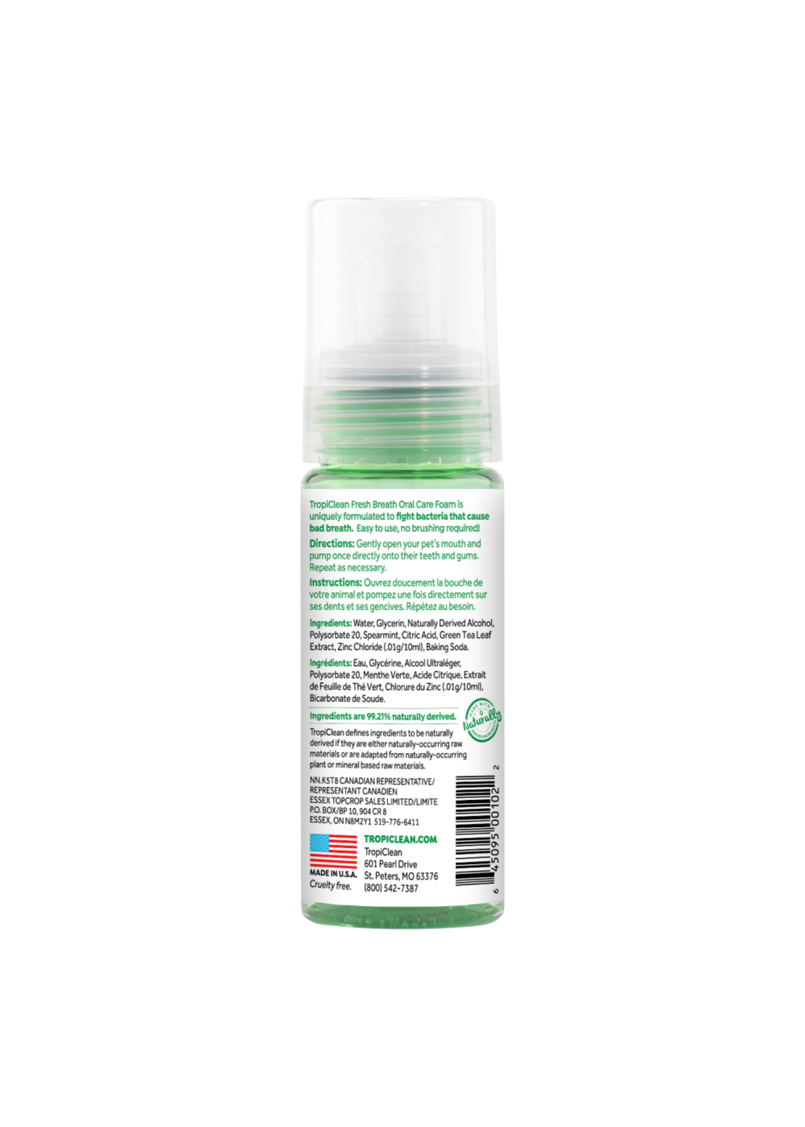 Tropiclean Oral Care Foam for Dogs 4.5 oz