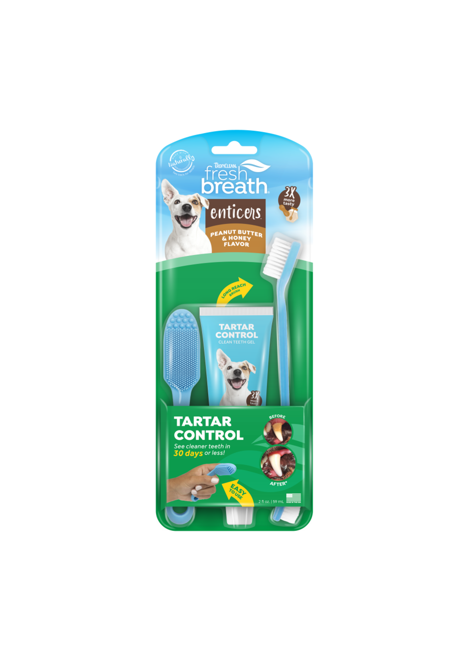 Tropiclean Toothbrush/Gel Lg Dog PB&Honey
