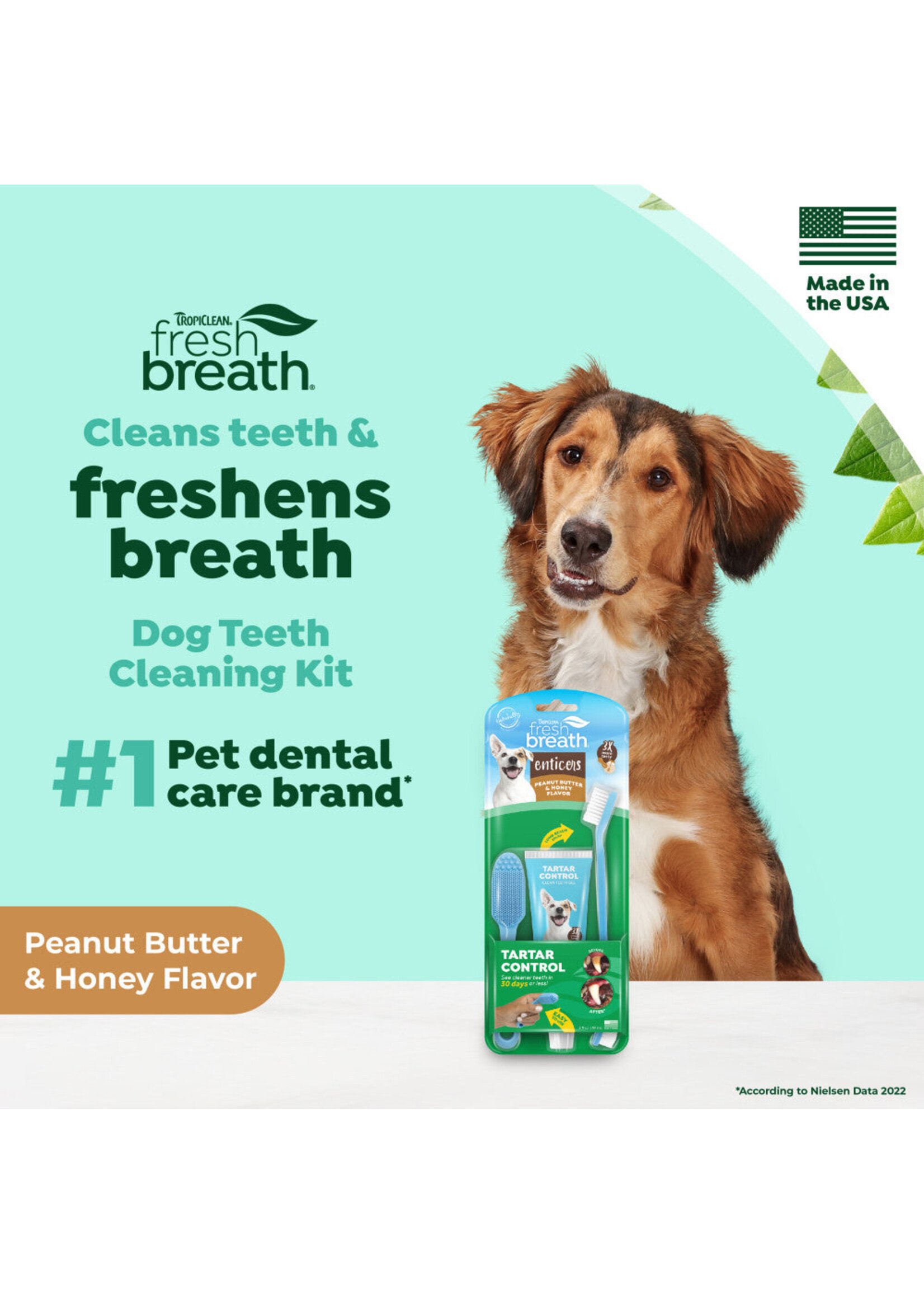Tropiclean Toothbrush/Gel Lg Dog PB&Honey