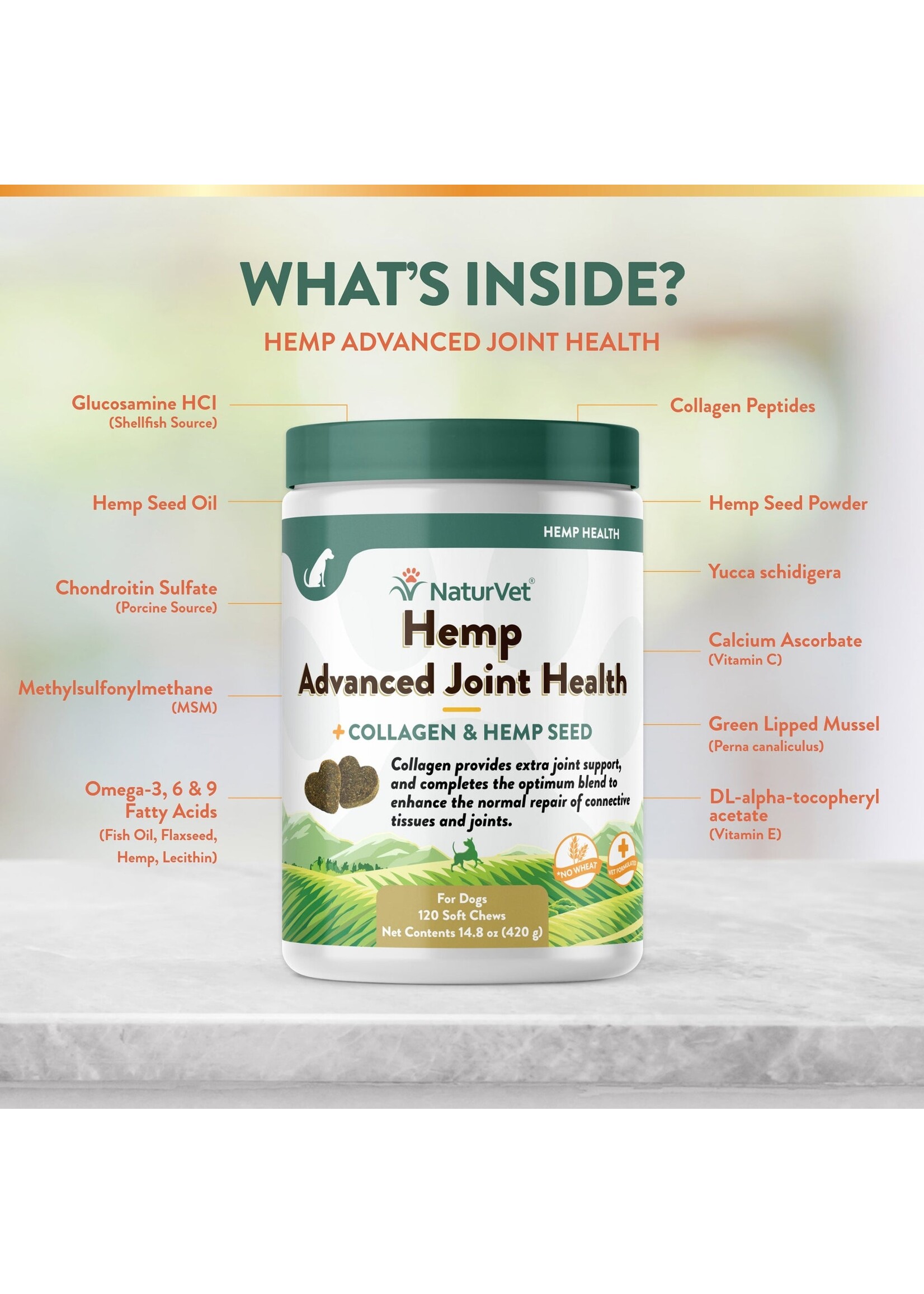 NaturVet Hemp and Joint Soft Chew 120ct