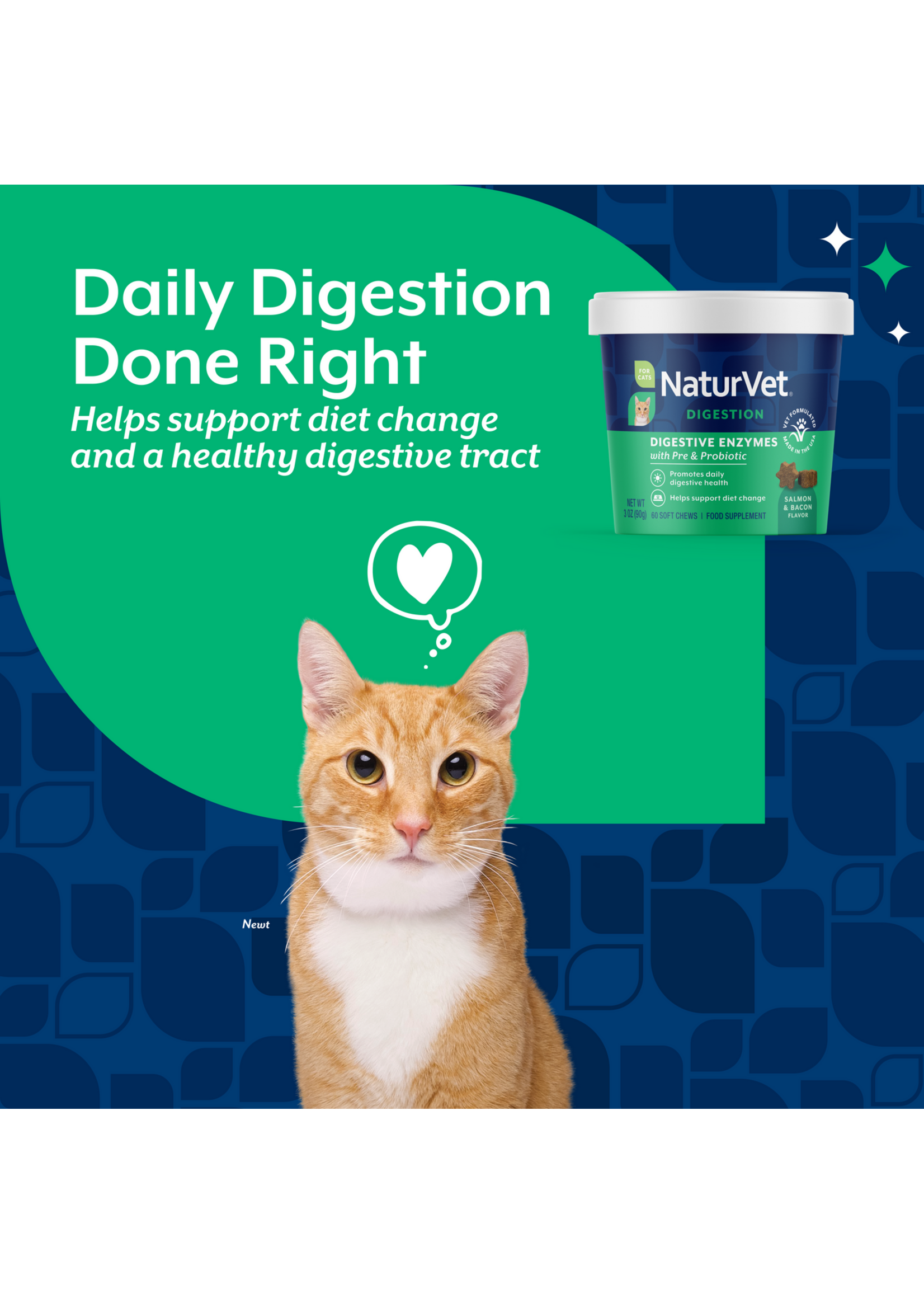 NaturVet Digestive Enzyme Chew 60ct CAT