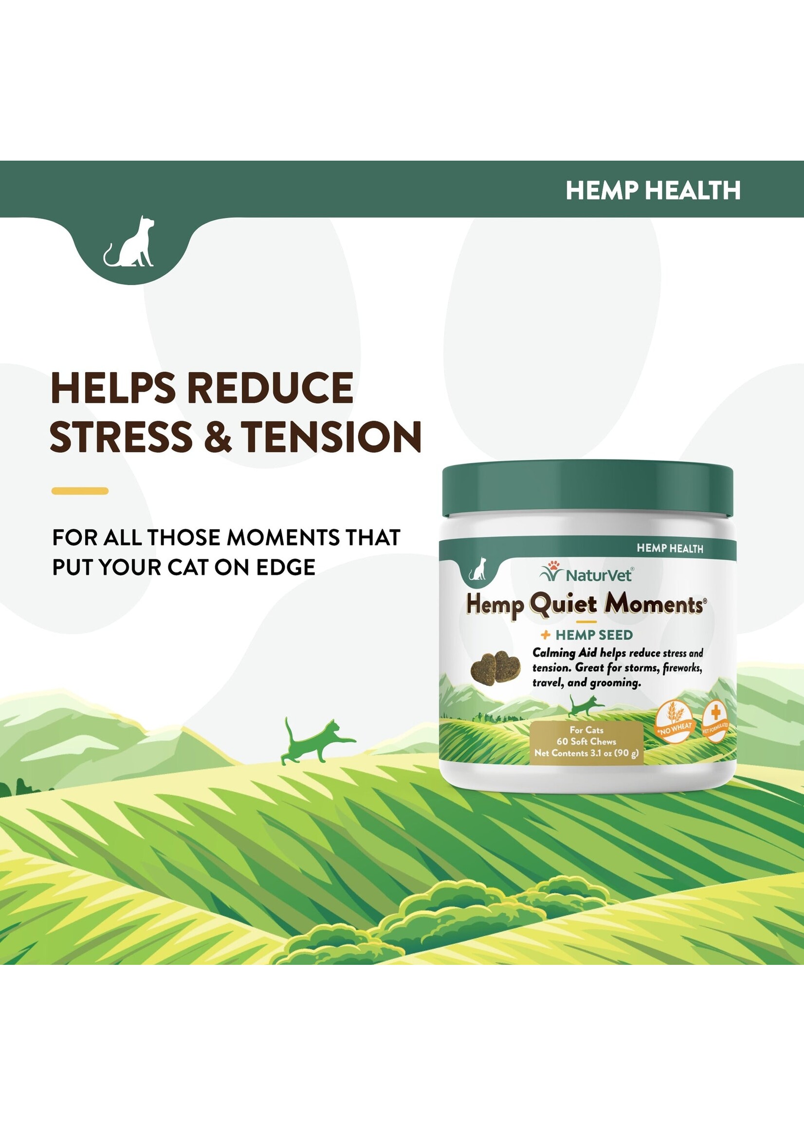 NaturVet Quiet Moments Hemp Chew 60ct CAT