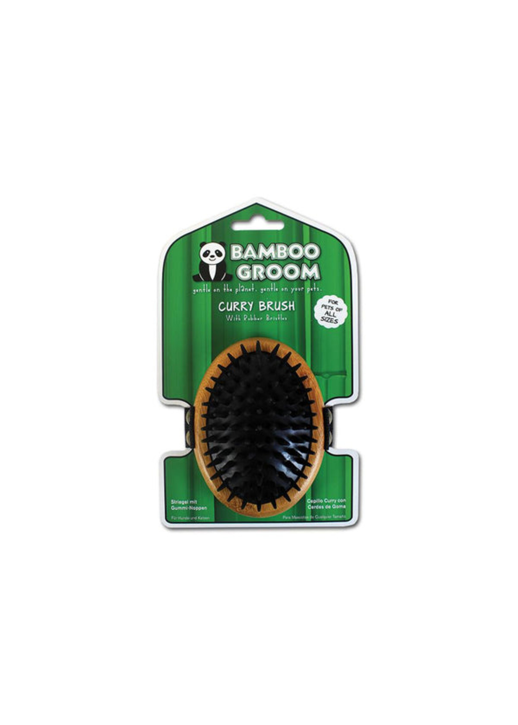 Bamboo Groom Curry Comb with Rubber Bristles