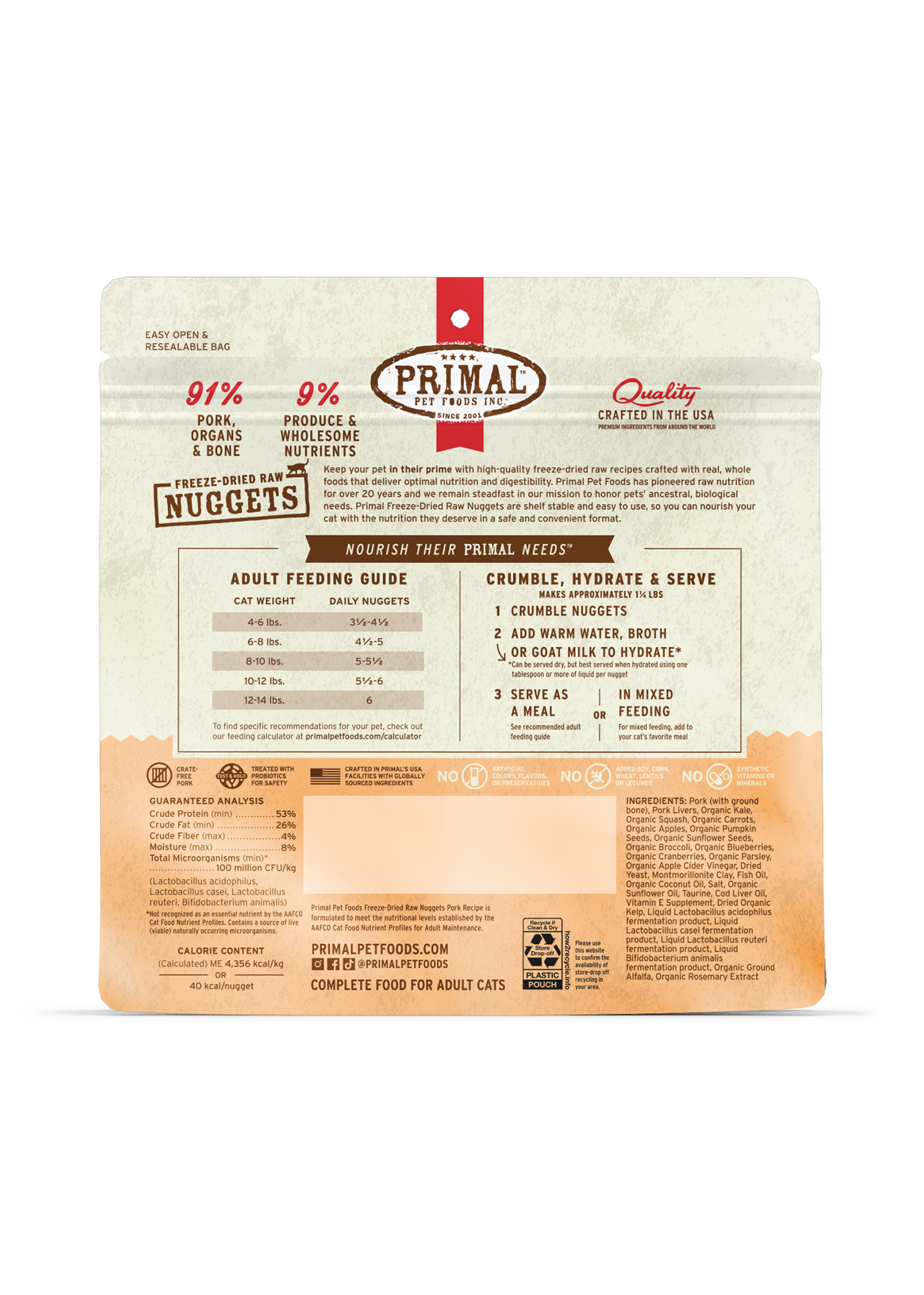 Primal Freeze Dried Pork Cat  5.5 oz