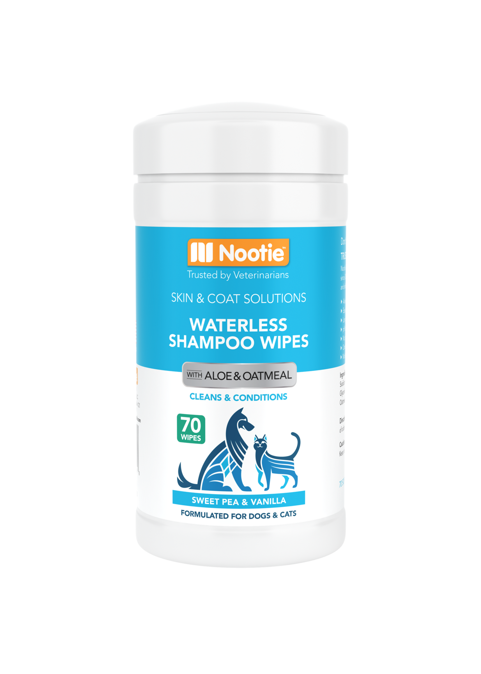 Nootie waterless shampoo wipes sweet pea 70 ct