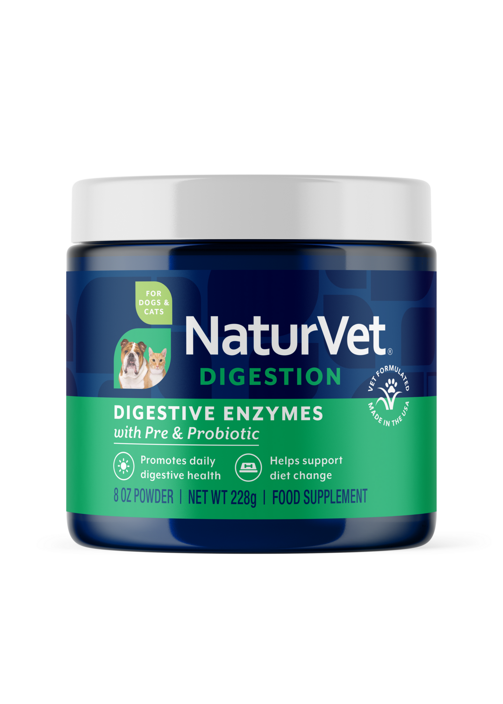 NaturVet Digestive Enzymes Probiotic 8oz