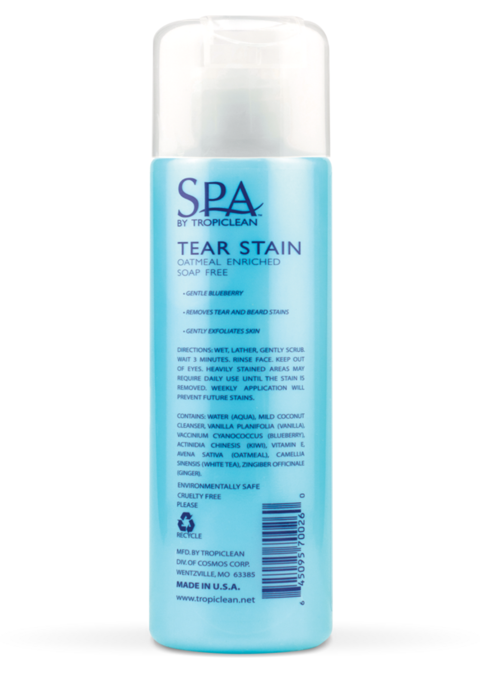 Tropiclean Tear Stain Face Wash 8oz (Blueberry)