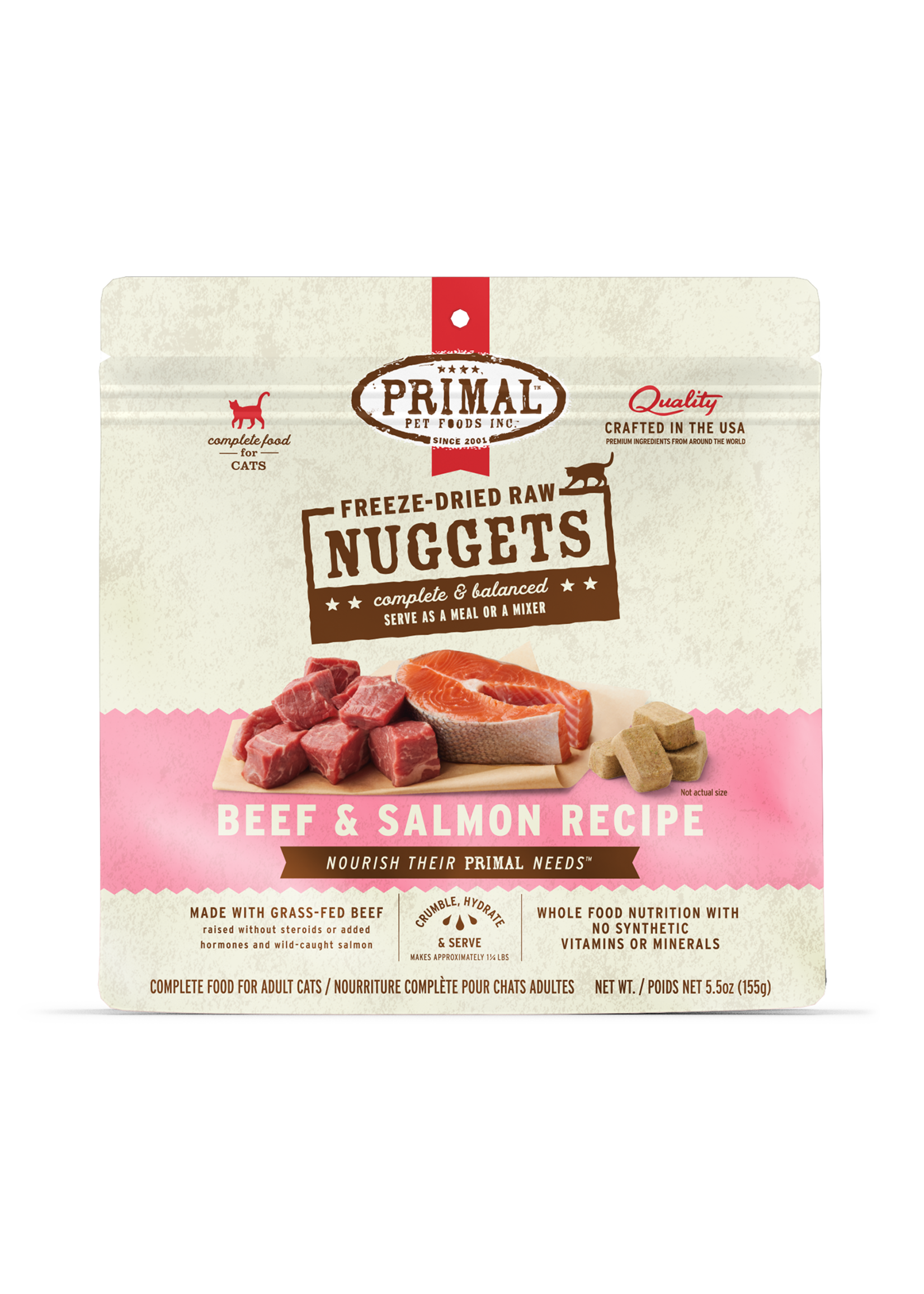 PRIMAL- Feline Beef-Salmon Frz Dry Formula 14oz Nuggets