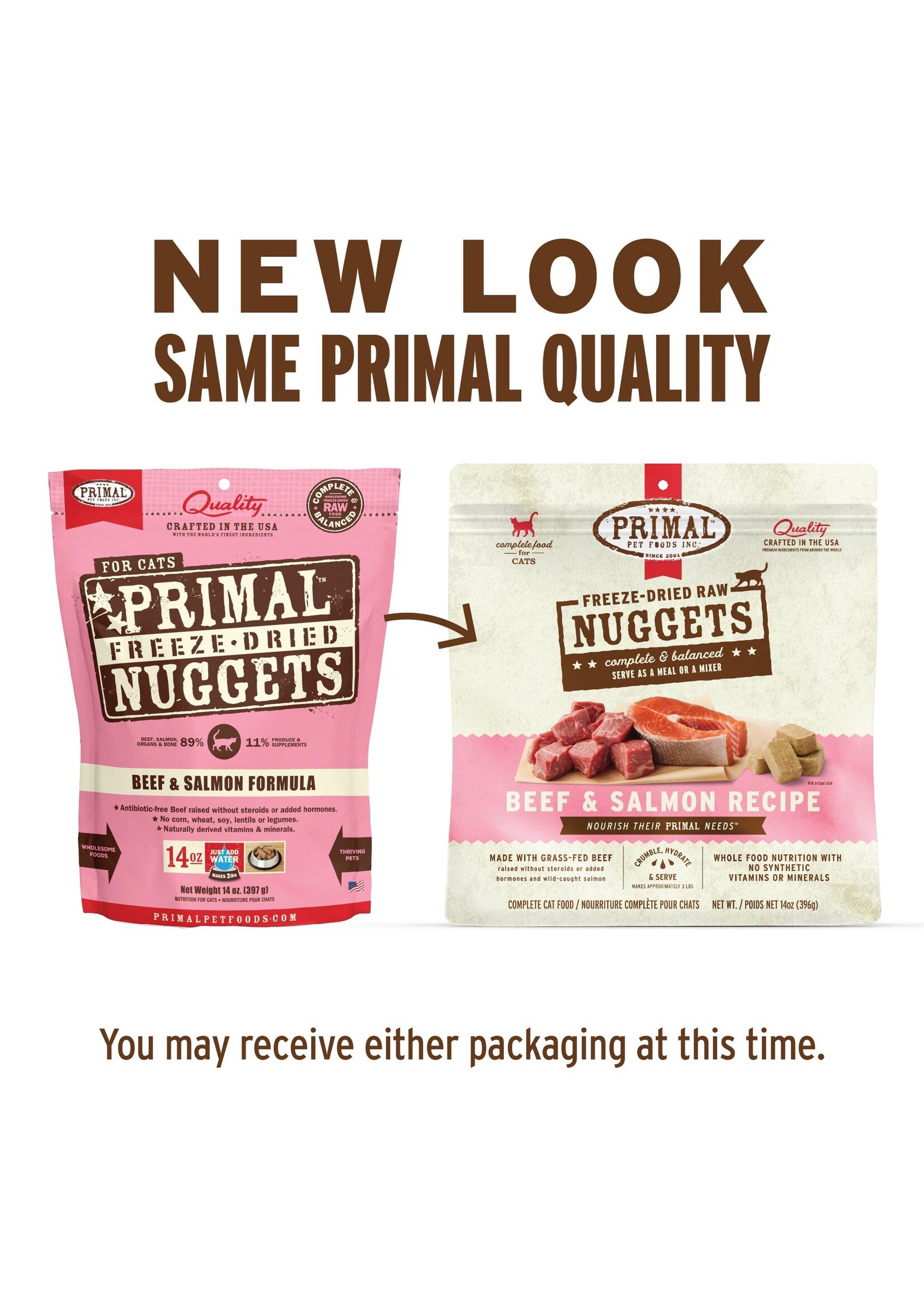 PRIMAL- Feline Beef-Salmon Frz Dry Formula 14oz Nuggets