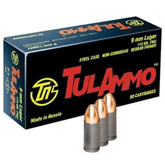 Tulammo Tula 9mm Ammunition 115 Grain Full Metal Jacket 50 Rounds