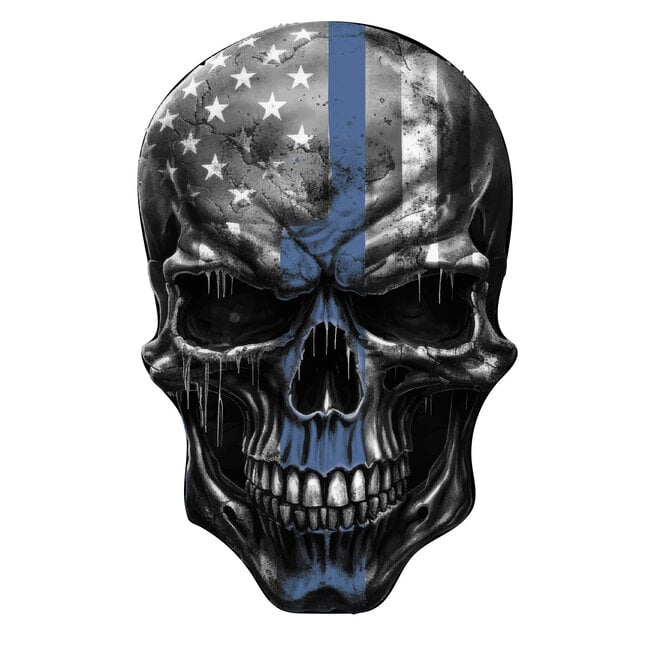 SLE Custom's Thin Blue Line Skull Decal - Patriotic Car & Window Sticker