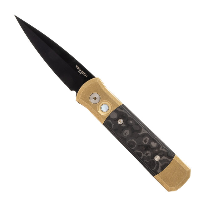 Pro-Tech Godson 7115 Camo Carbon Fiber Auto Knife, Bronze & DLC Black Blade