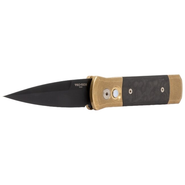 Pro-Tech Godson 7115 Camo Carbon Fiber Auto Knife, Bronze & DLC Black Blade