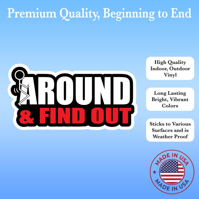 SLE Customs F Around & Find Out" Sticker - Funny Stick Figure