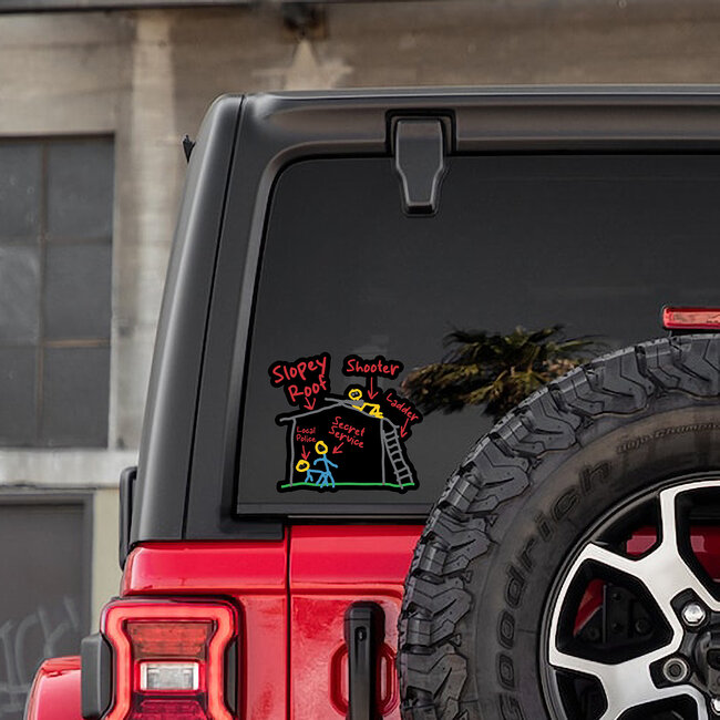 SLE Customs Shooter on a Slopey Roof Funny Secret Service Sticker