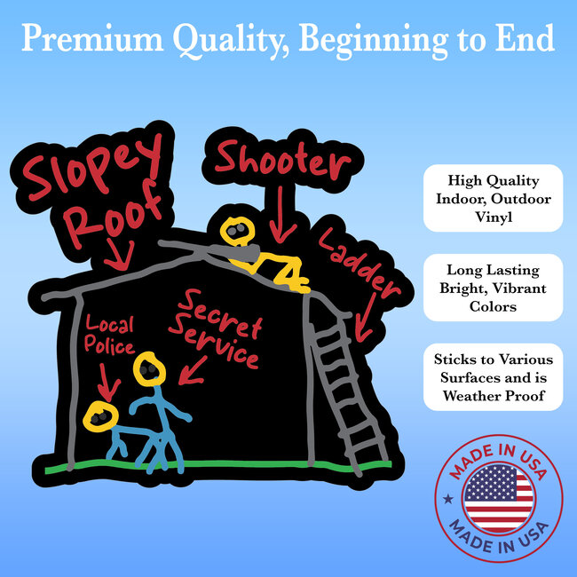 SLE Customs Shooter on a Slopey Roof Funny Secret Service Sticker