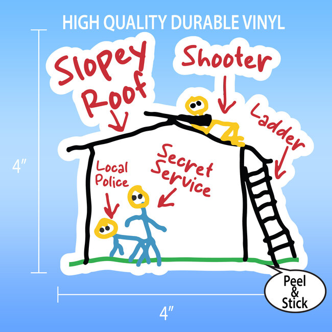 SLE Customs Shooter on a Slopey Roof Funny Secret Service Sticker