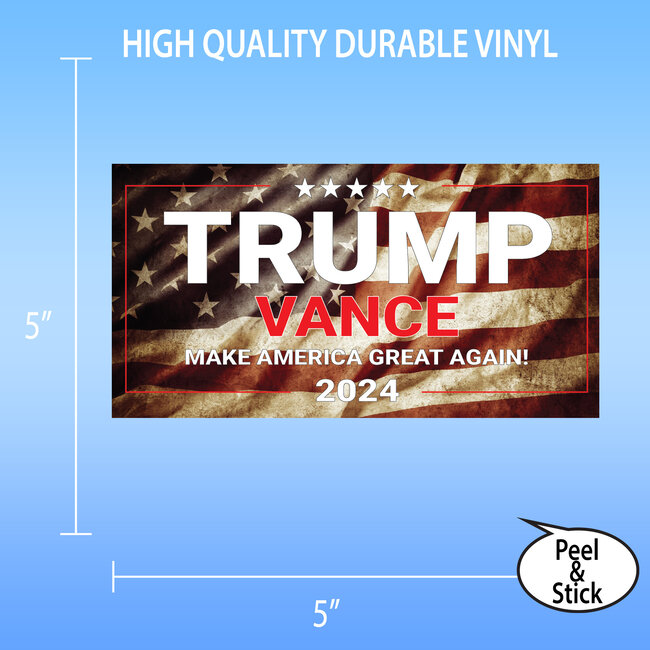 SLE Customs Trump Vance 2024 Sticker with Retro Flag Design