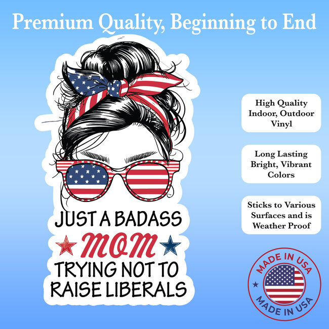 SLE Customs Badass Conservative Mom Sticker 5.5" Tall - Trump 2024