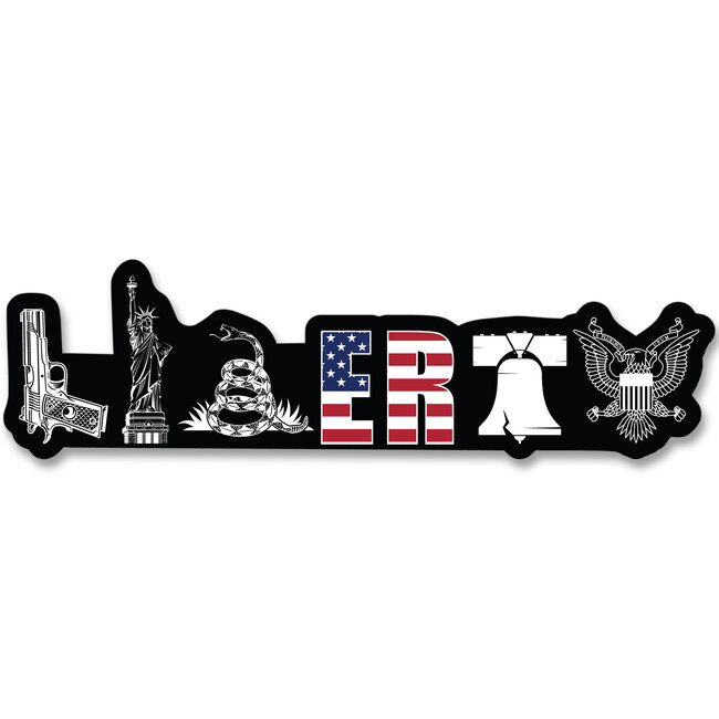 SLE Customs Liberty Sticker - 6.5" Design with 1911 Gun, Liberty Symbols