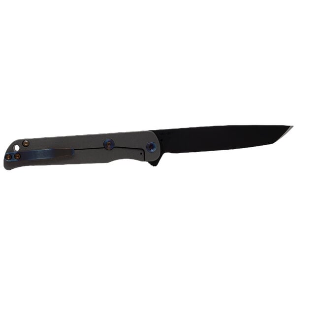 Medford Knife & Tool Medford T-Bone – S45VN DLC Tanto Blade, Tumbled Black G10 Handle, Flamed Hardware