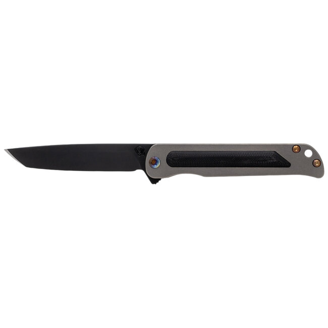 Medford Knife & Tool Medford T-Bone – S45VN DLC Tanto Blade, Tumbled Black G10 Handle, Flamed Hardware