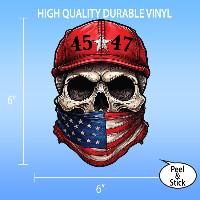 SLE Customs Trump 45/47 Skull Sticker – Patriotic Decal with Bold Design