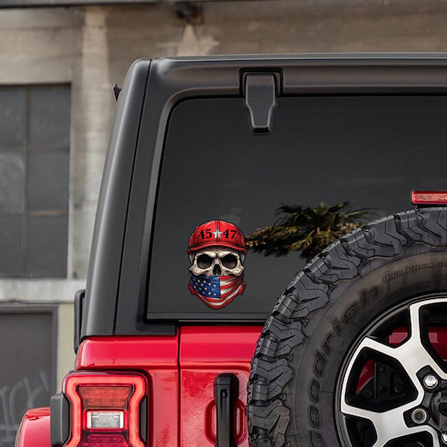 SLE Customs Trump 45/47 Skull Sticker – Patriotic Decal with Bold Design