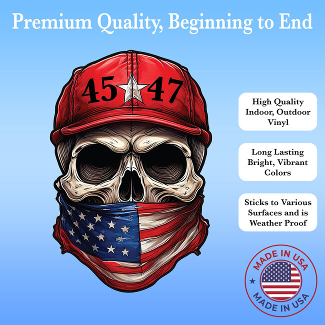 SLE Customs Trump 45/47 Skull Sticker – Patriotic Decal with Bold Design